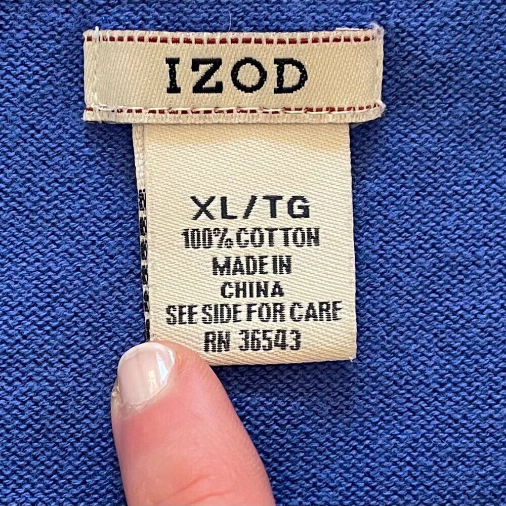 IZOD Cotton Argyle Long Sleeve V-Neck Sweater, Blue, Gray, Y2K, Preppy XL - Picture 4 of 8